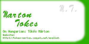 marton tokes business card