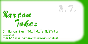 marton tokes business card